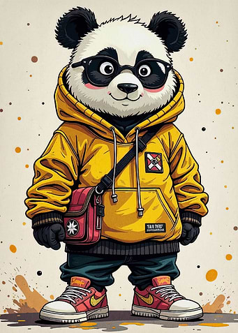 Stylish Panda in Hoodie and Sneakers