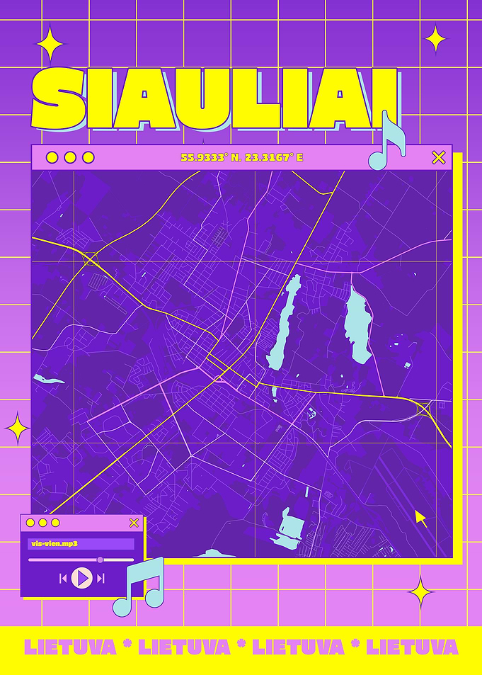 Šiauliai, Lithuania Map Art