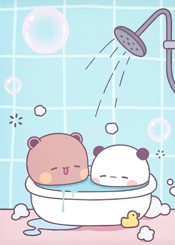 Cute Bears Taking Bath