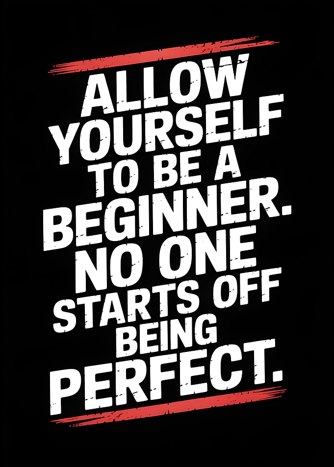 Motivational Beginner Quote on Black Background