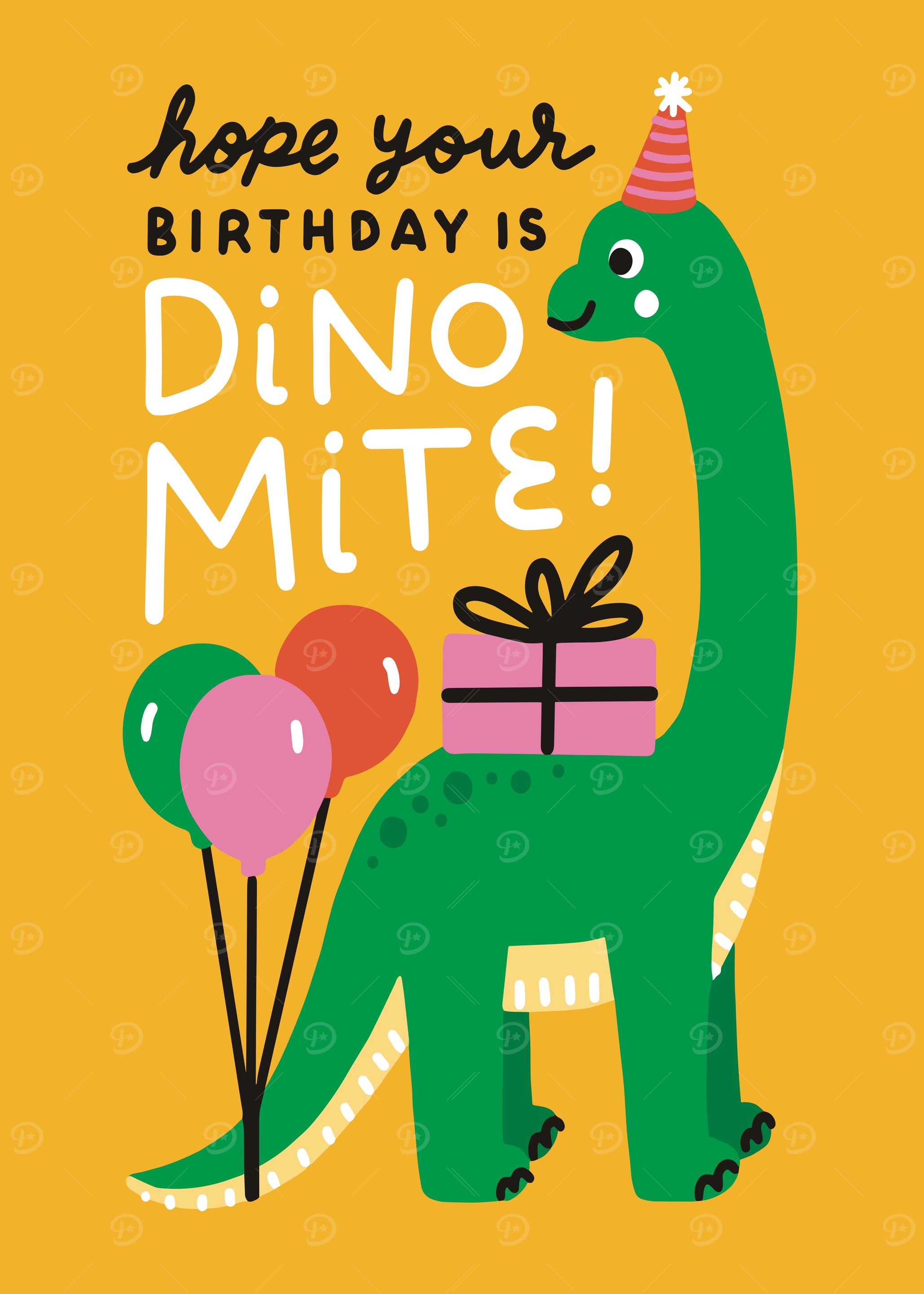 Dino-mite Birthday Card with Dinosaur