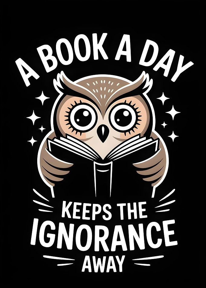 Owl Reading Book Illustration
