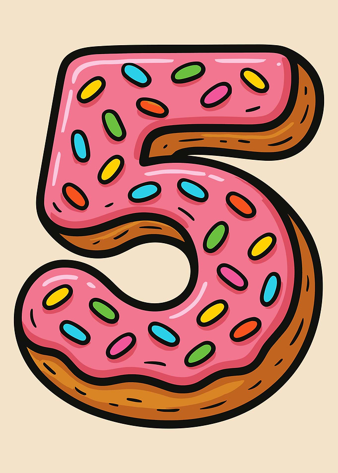 Donut Number Five Illustration