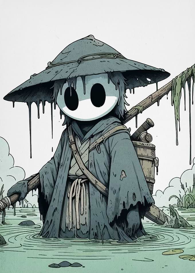 Swamp Wanderer with Conical Hat