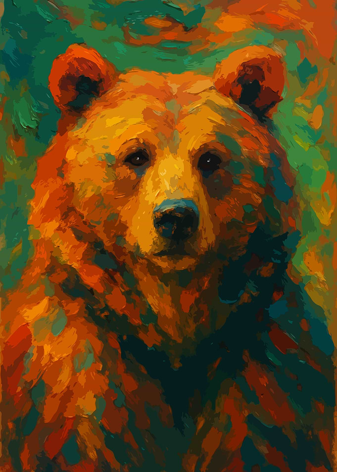 Majestic Silence: Abstract Bear Portrait