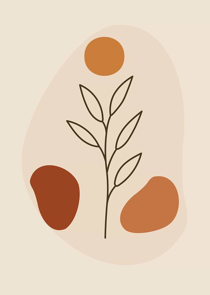 Minimalist Plant Art with Abstract Shapes