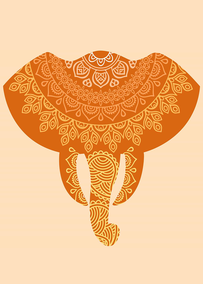 Ornate Elephant Head Illustration