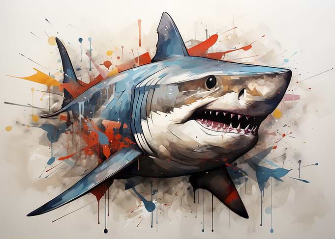 Watercolor Shark Painting