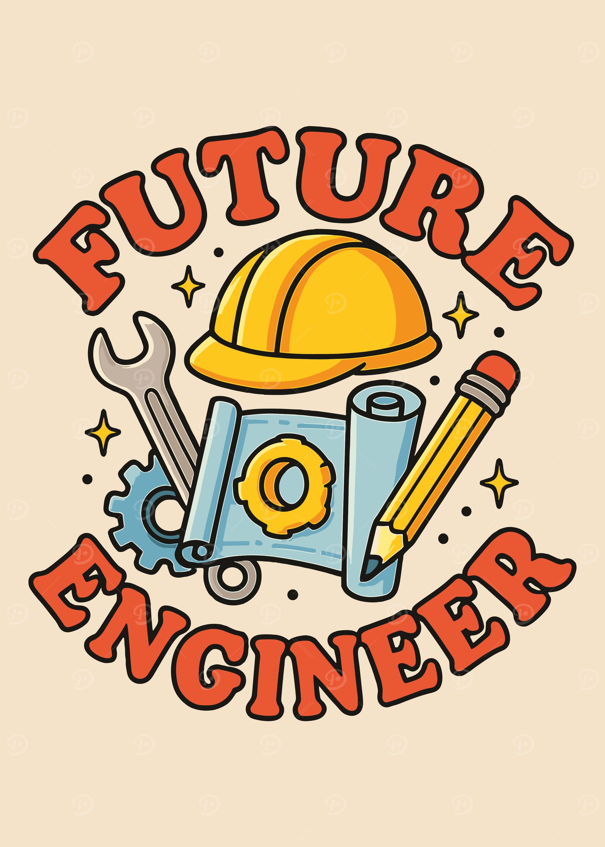 Future Engineer Cartoon Illustration
