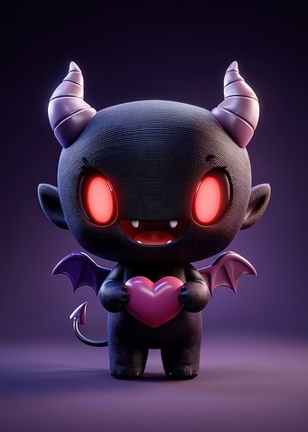 Cute Devil Holding a Heart