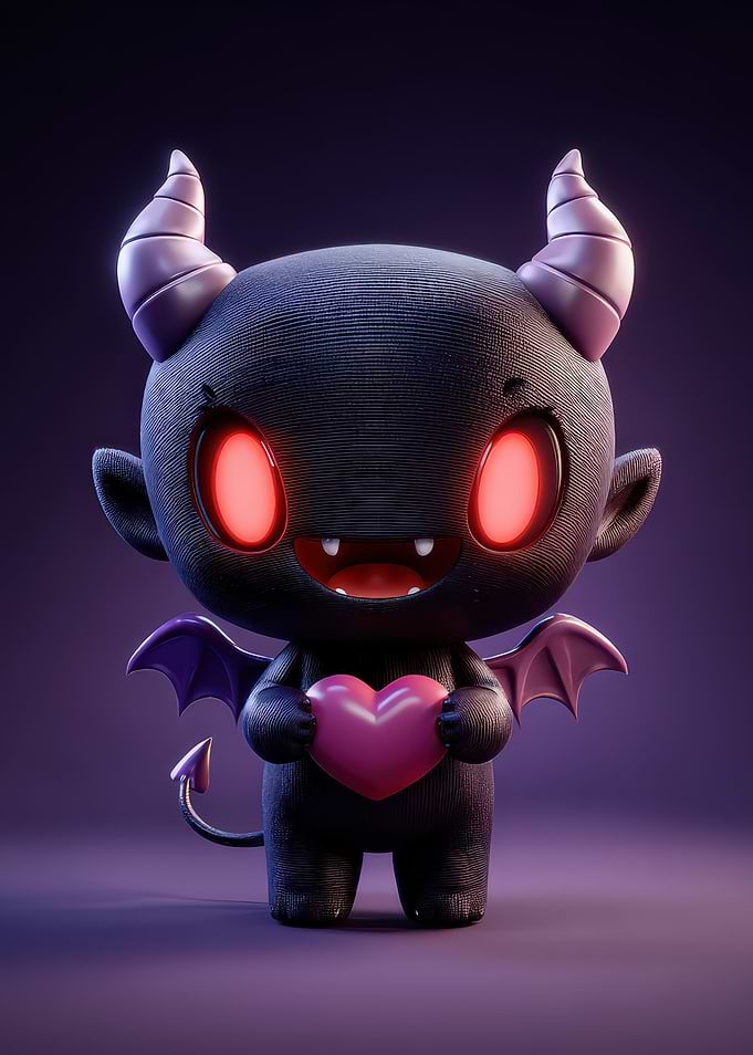 Cute Devil Holding a Heart