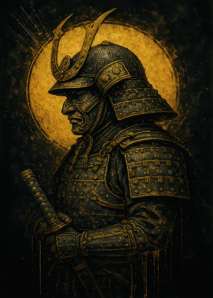 Samurai Warrior in Armor with Sword