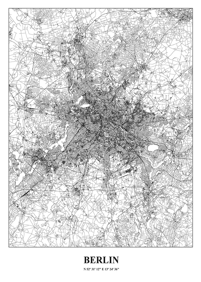 Berlin City Map - Detailed Black Lines