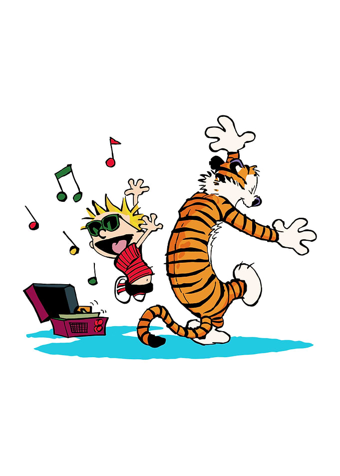 Calvin and Hobbes Dancing to Music
