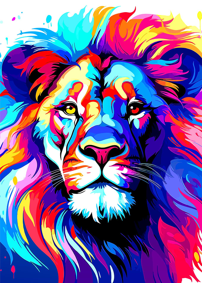 Colorful Lion Portrait