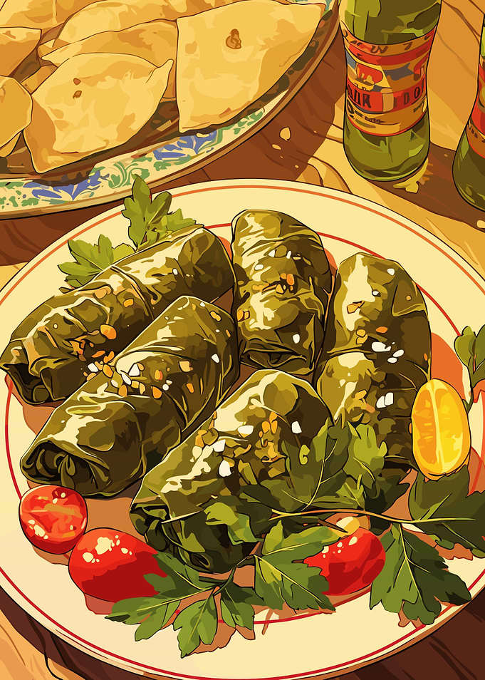 Dolma Dish with Appetizers and Drinks