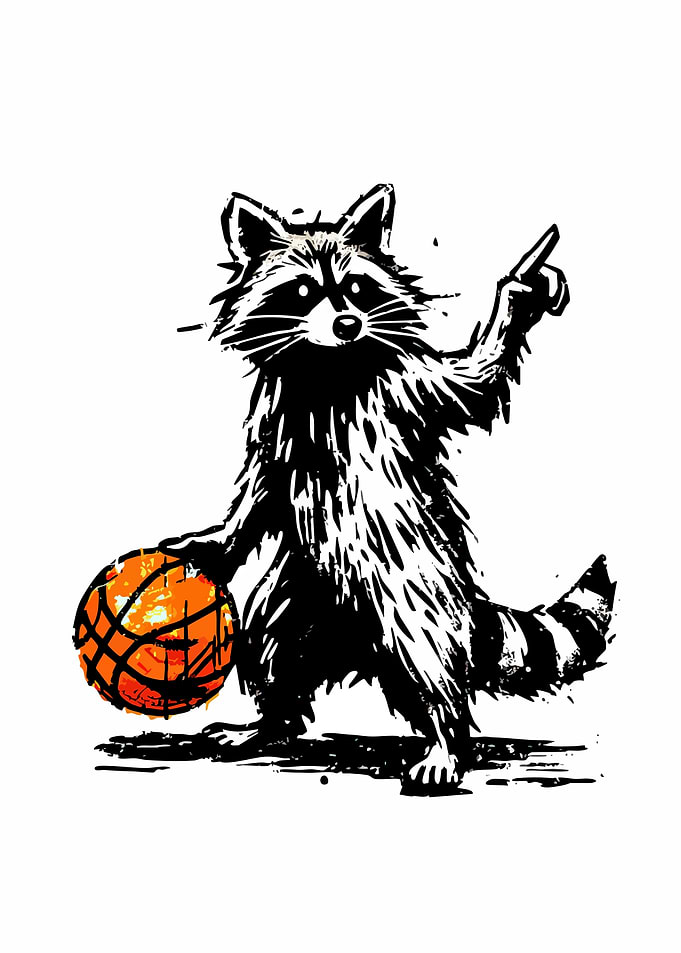 Raccoon Basketball Player Illustration
