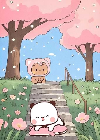 Cartoon Animals Spring Landscape