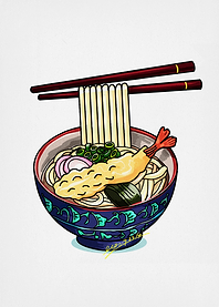 Udon Noodle Soup with Tempura Shrimp