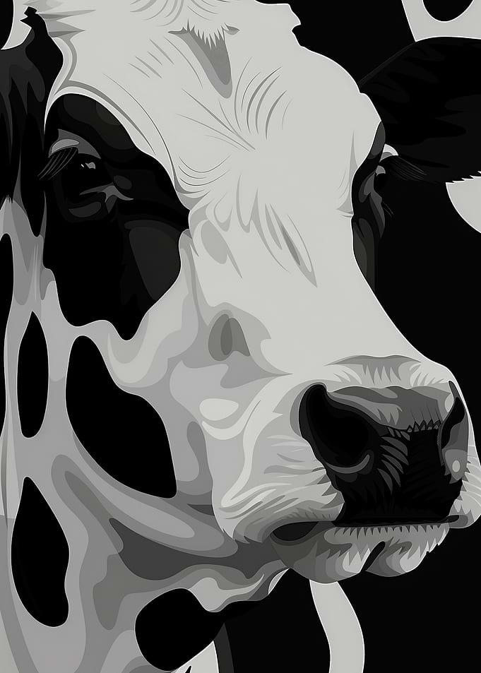 Black and White Cow Portrait
