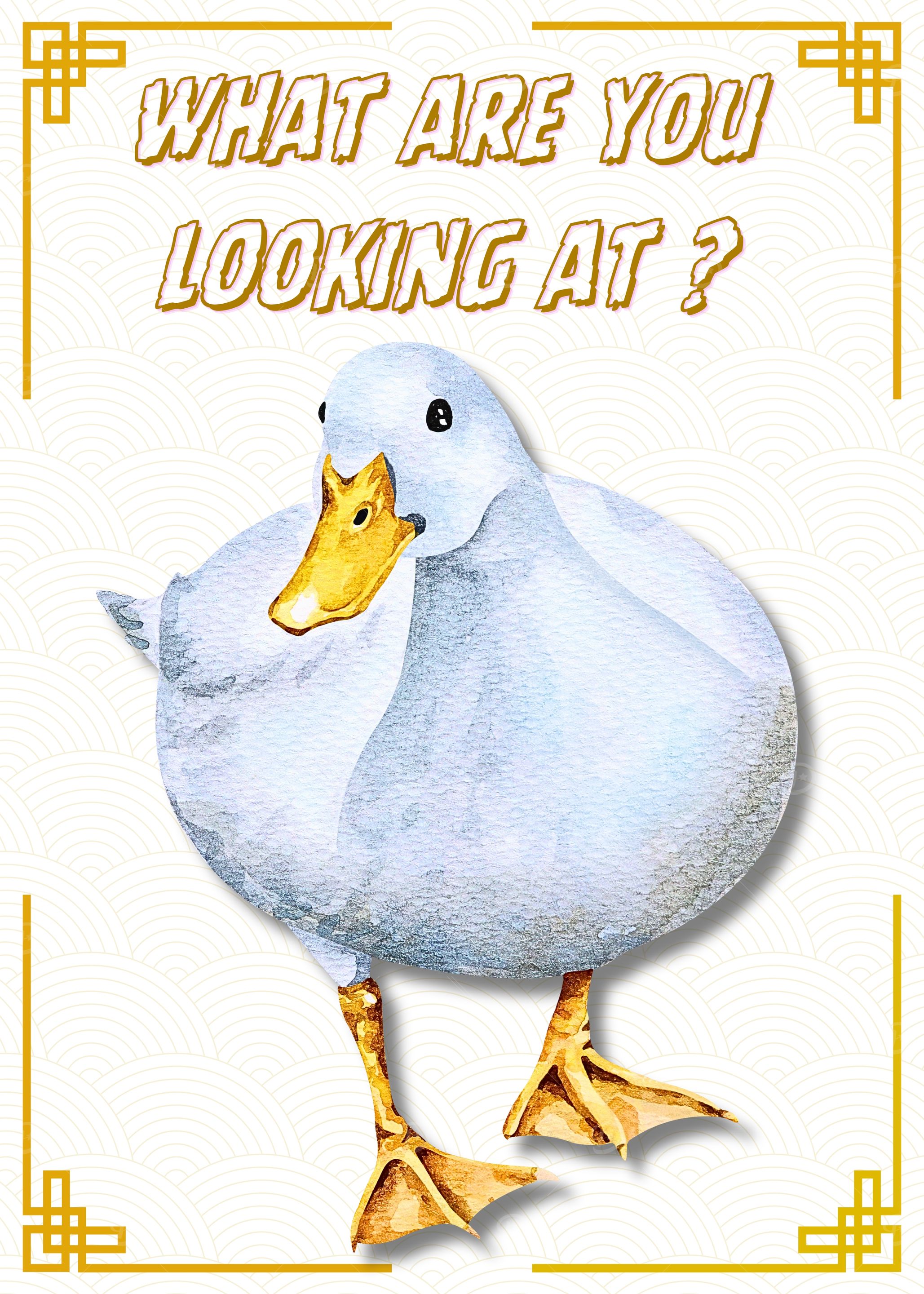 Watercolor Duck with Question