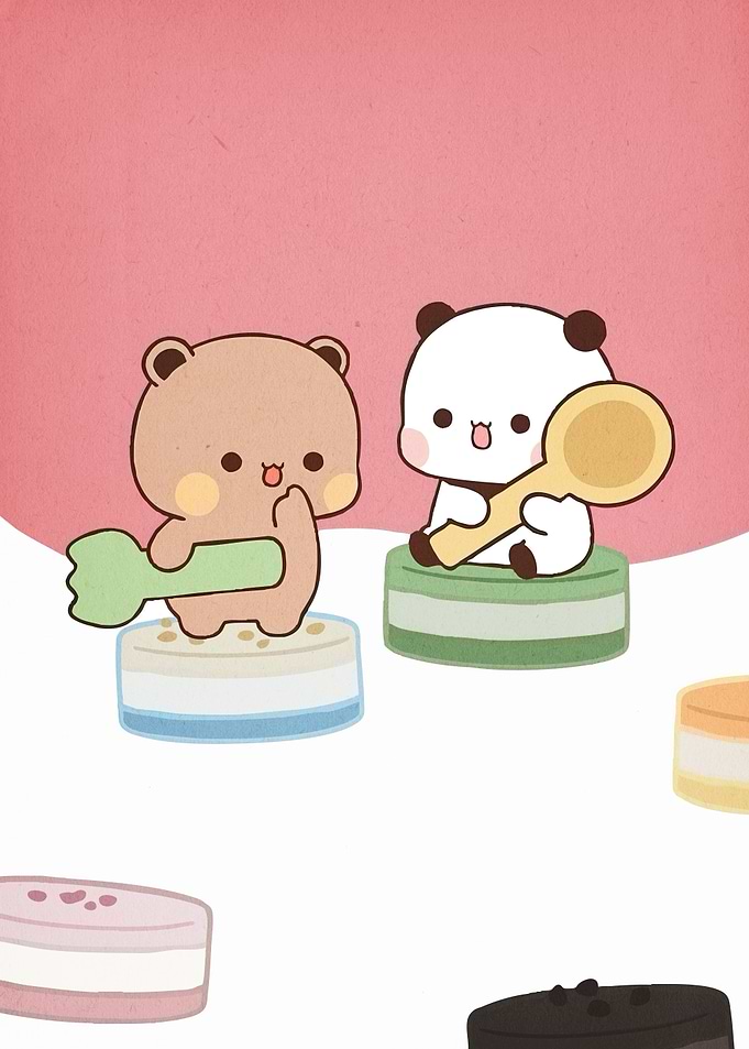 Cartoon Bears Spoons Cakes