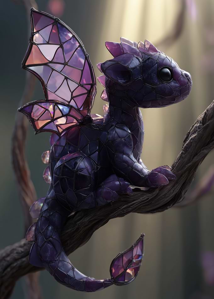 Stained Glass Dragon on Branch
