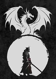 Samurai and Dragon Silhouette Art