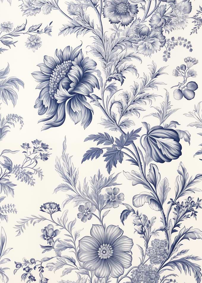 Blue Floral Pattern White