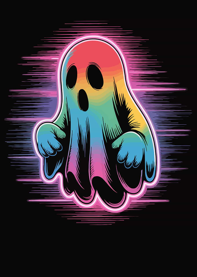 Rainbow Ghost with Neon Aura