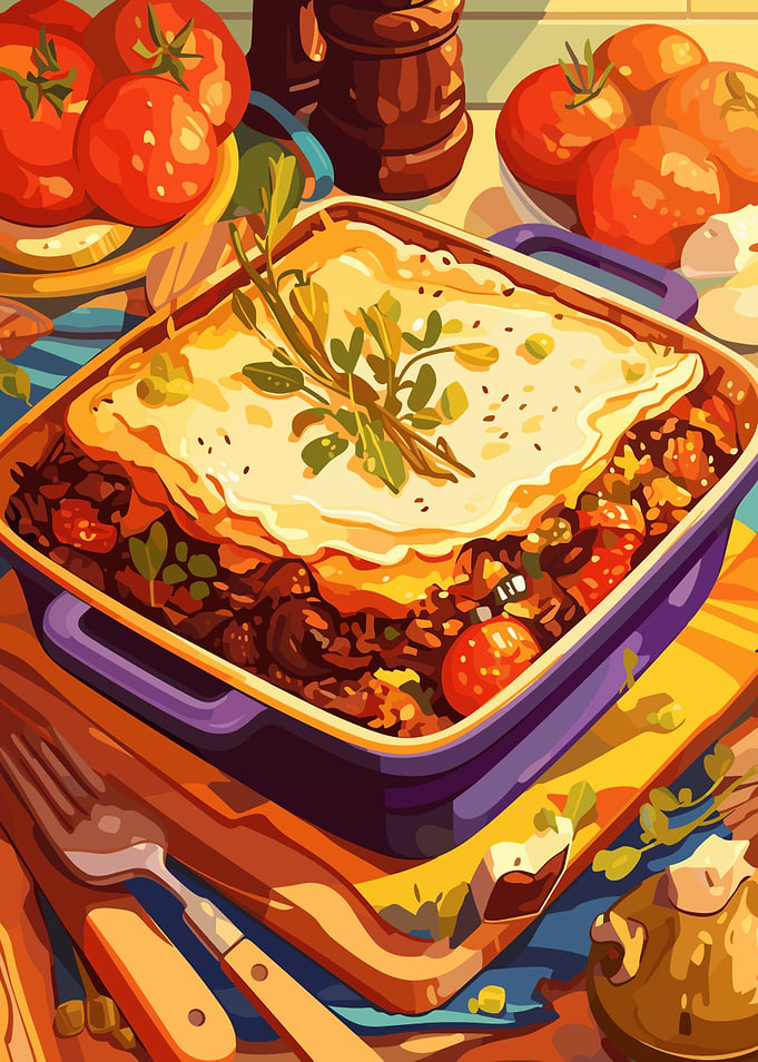 Shepherd's Pie Still Life Illustration