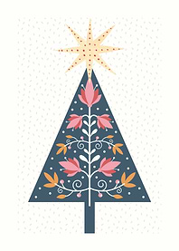 Floral Christmas Tree with Star Topper