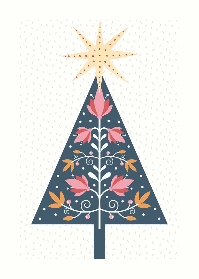 Floral Christmas Tree with Star Topper
