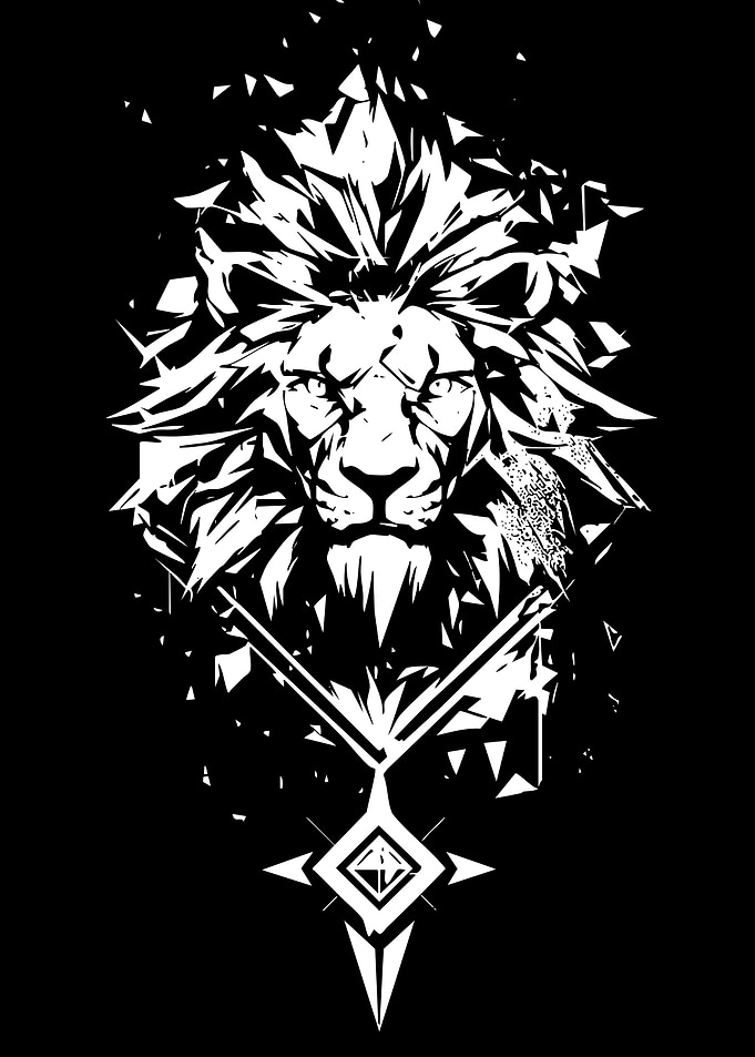 Abstract Lion Head Black and White