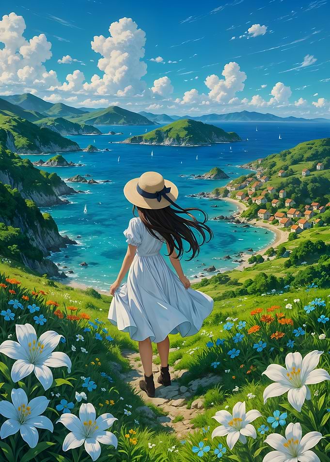 Coastal Gaze — Girl Overlooking Turquoise Bay