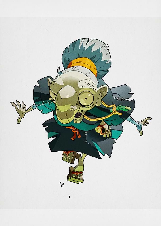Cartoonish Old Woman Character Illustration