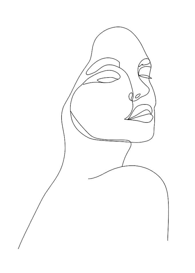 Minimalist Line Art Woman Portrait