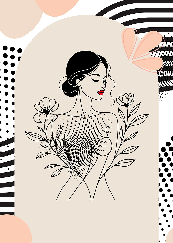 Elegant Woman with Floral Design