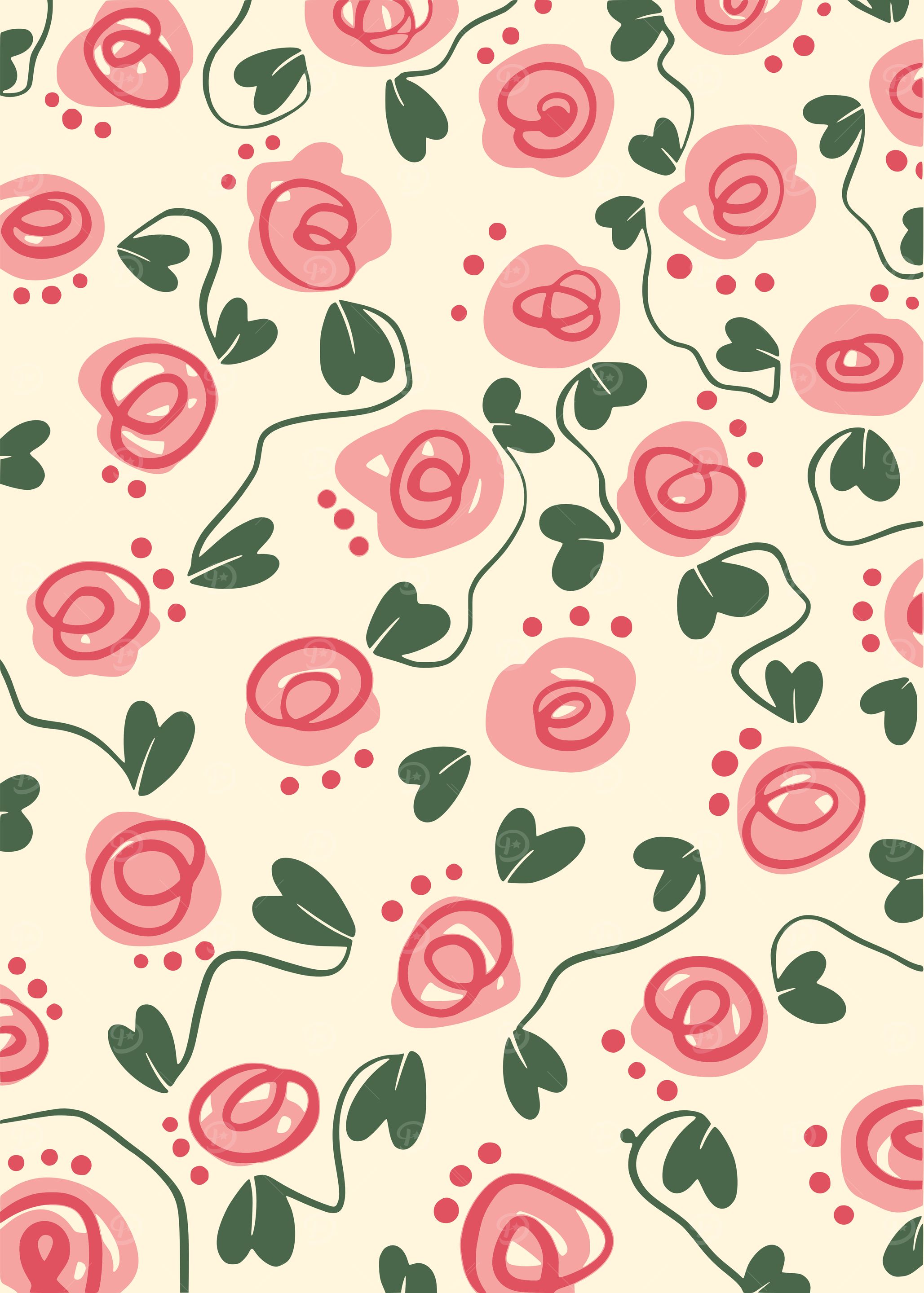 Floral Pattern with Pink Roses