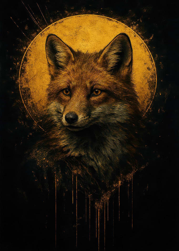 Fox Portrait with Golden Halo