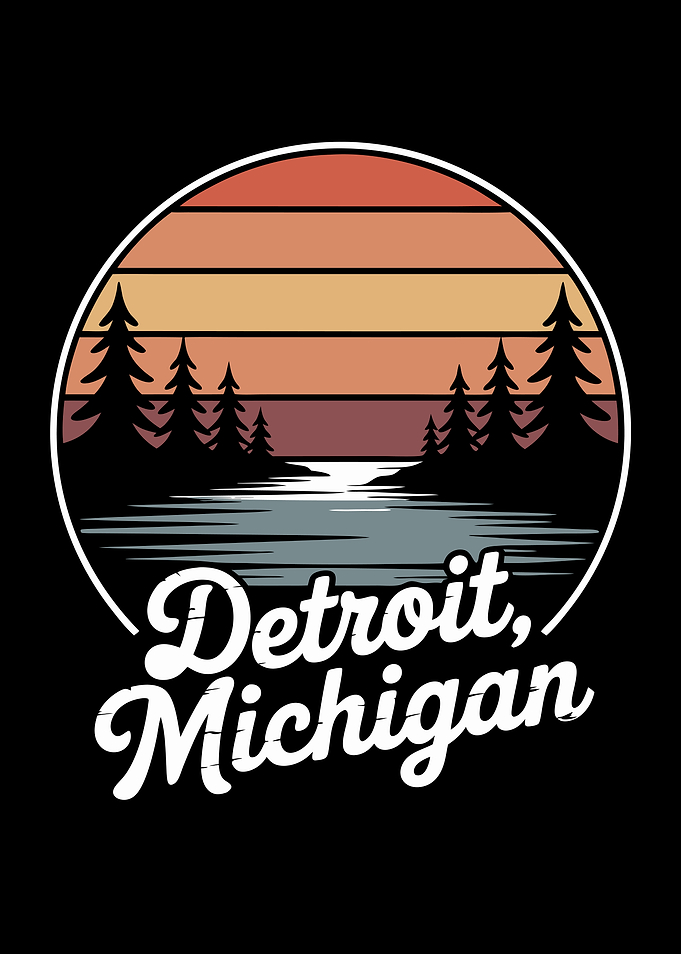 Detroit, Michigan Retro Landscape