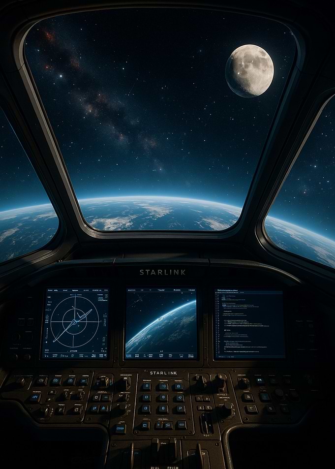 Starlink Spaceship Cockpit View of Earth