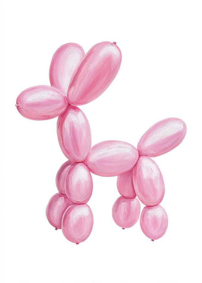 Pink Balloon Animal Dog Illustration
