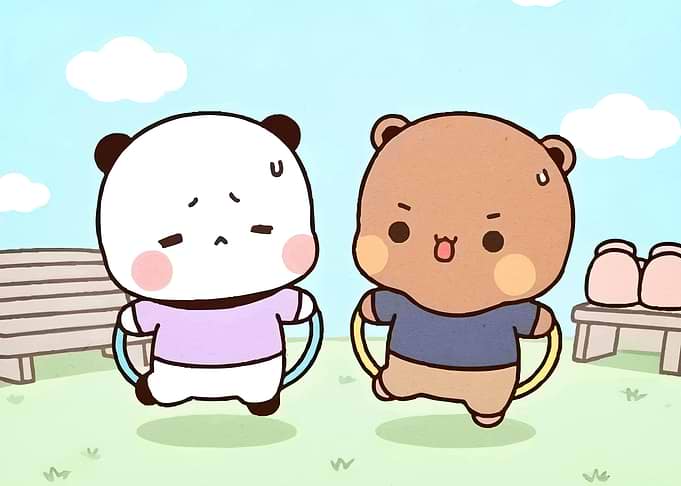 Cartoon Bears Hula Hooping