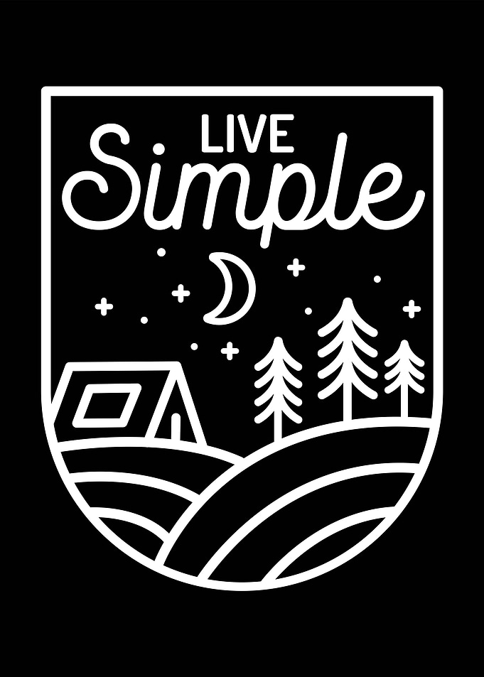 Live Simple - Camping Night Illustration