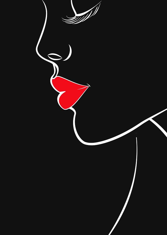Minimalist Woman Portrait with Red Lips