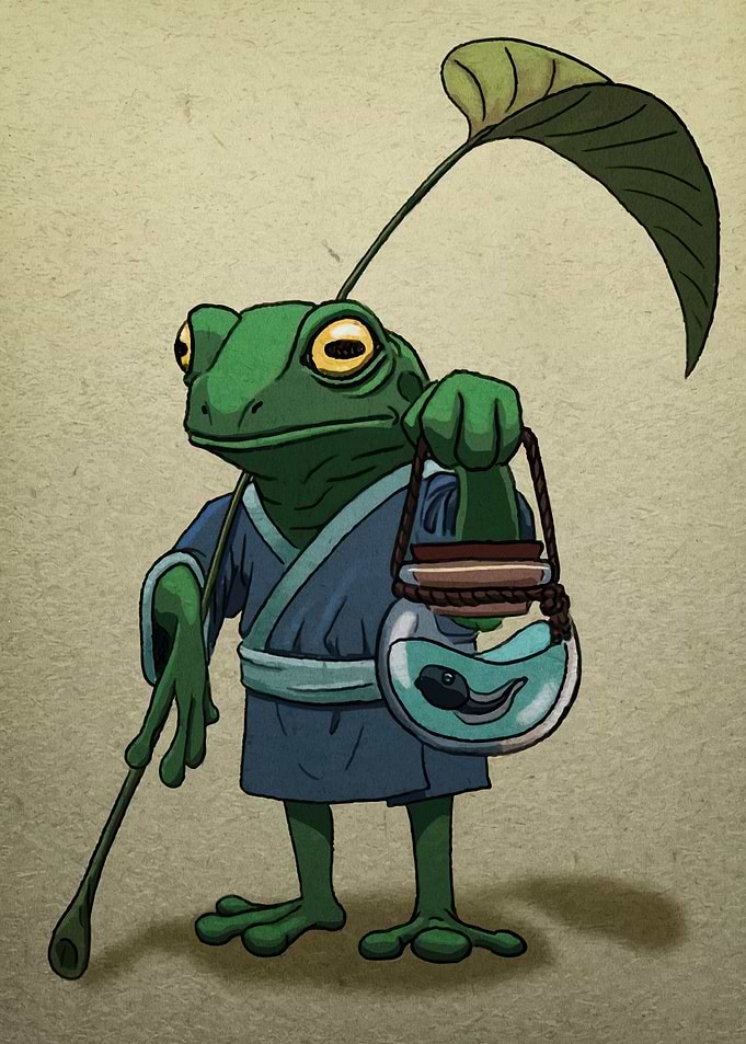 Anthropomorphic Frog with Tadpole Jar