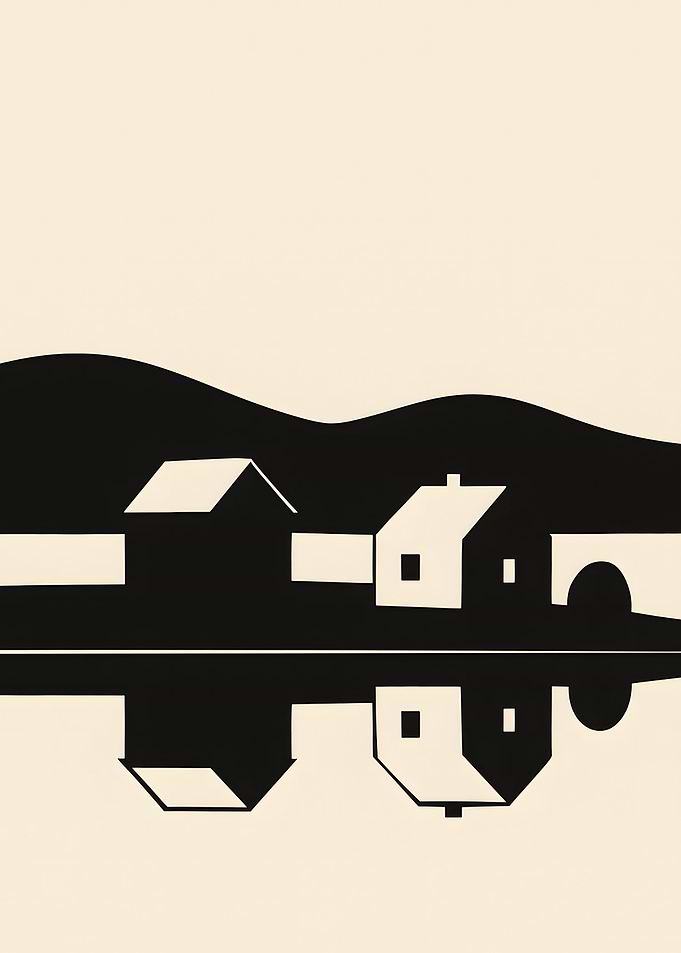 Minimalist Black and White Landscape Reflection