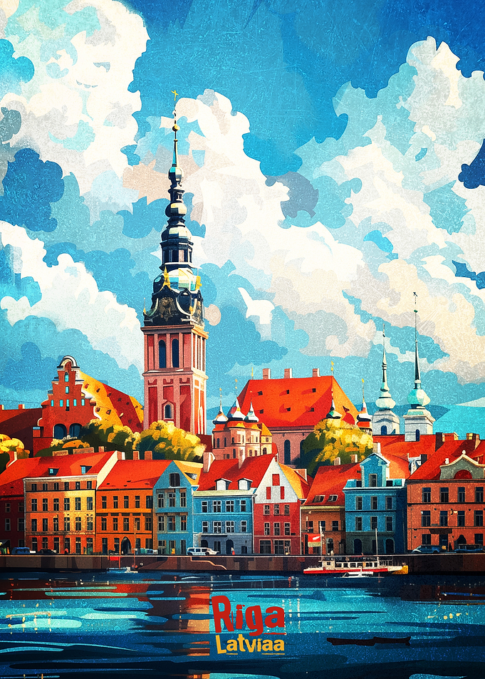 Riga Latvia Cityscape Painting