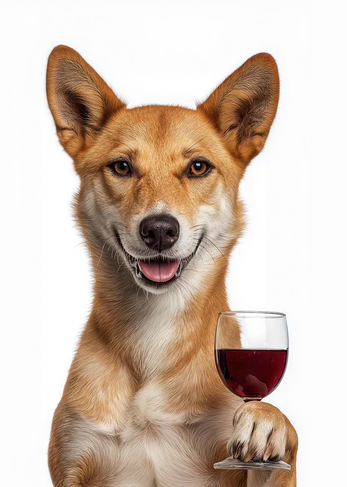Dingo with Wine Glass Portrait